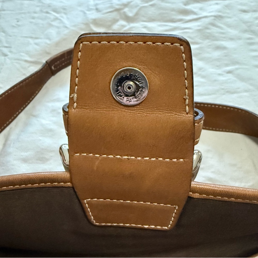 Coach 6808 Vintage Soho Tan Leather and Signature C Canvas Shoulder Tote Bag - Picture 12 of 16